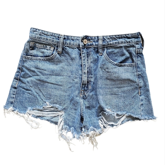 KanCan Pants - KanCan Blue Distressed High-Waisted Denim Jean Shorts Size 28